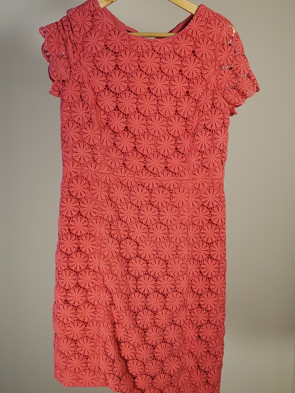 Talbots Coral Crochet Short-Sleeve Sheath Dress
